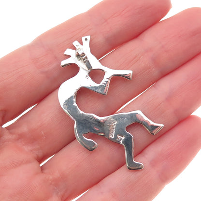 Arnold Maloney Navajo Old Pawn 925 Sterling Vintage Multi-Gem Kokopelli Pendant