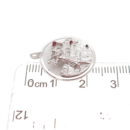 M&M Mark Mercy Sterling Silver Vintage Enamel Female Golf Player Charm Pendant