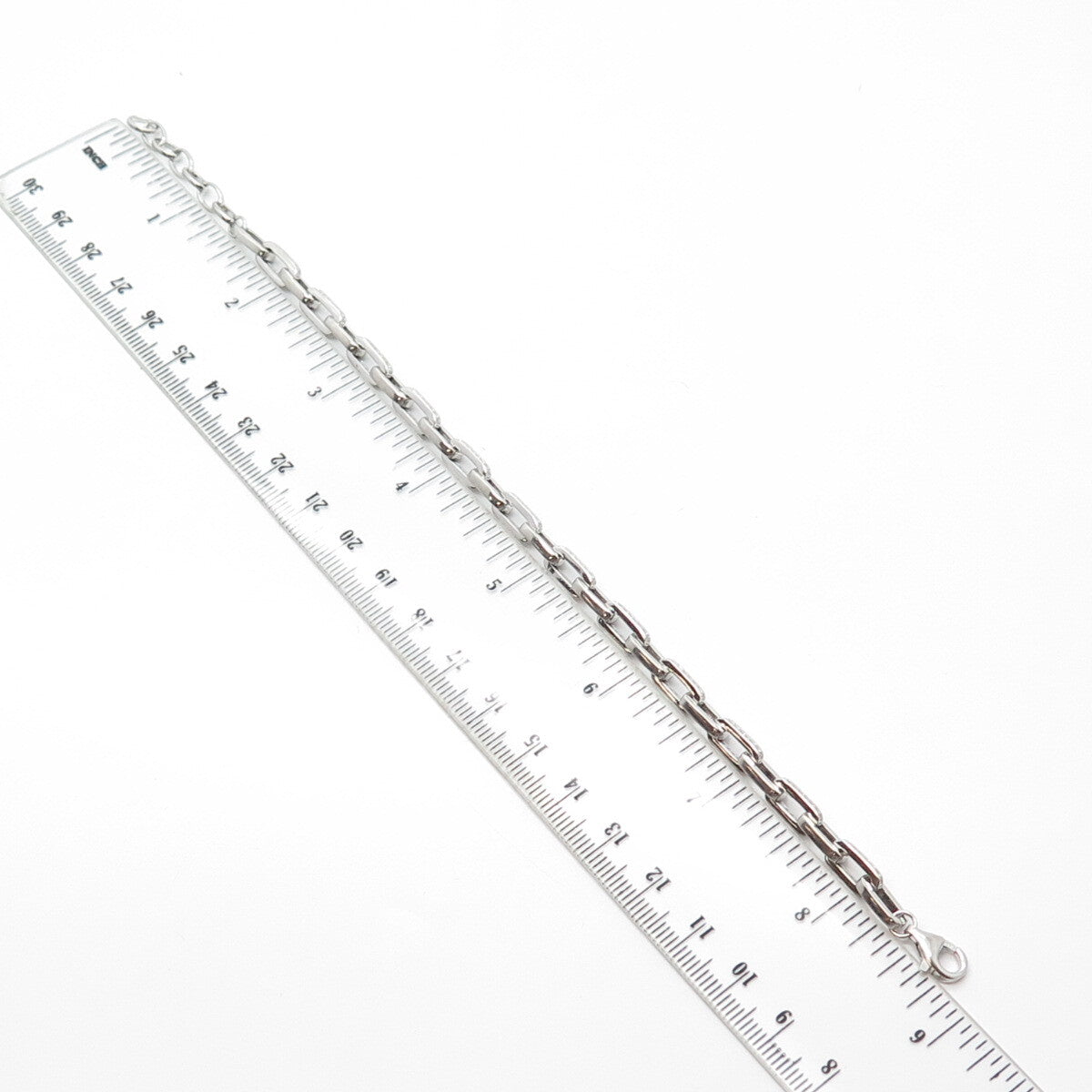 925 Sterling Silver White C Z Cable Link Bracelet 8.5"