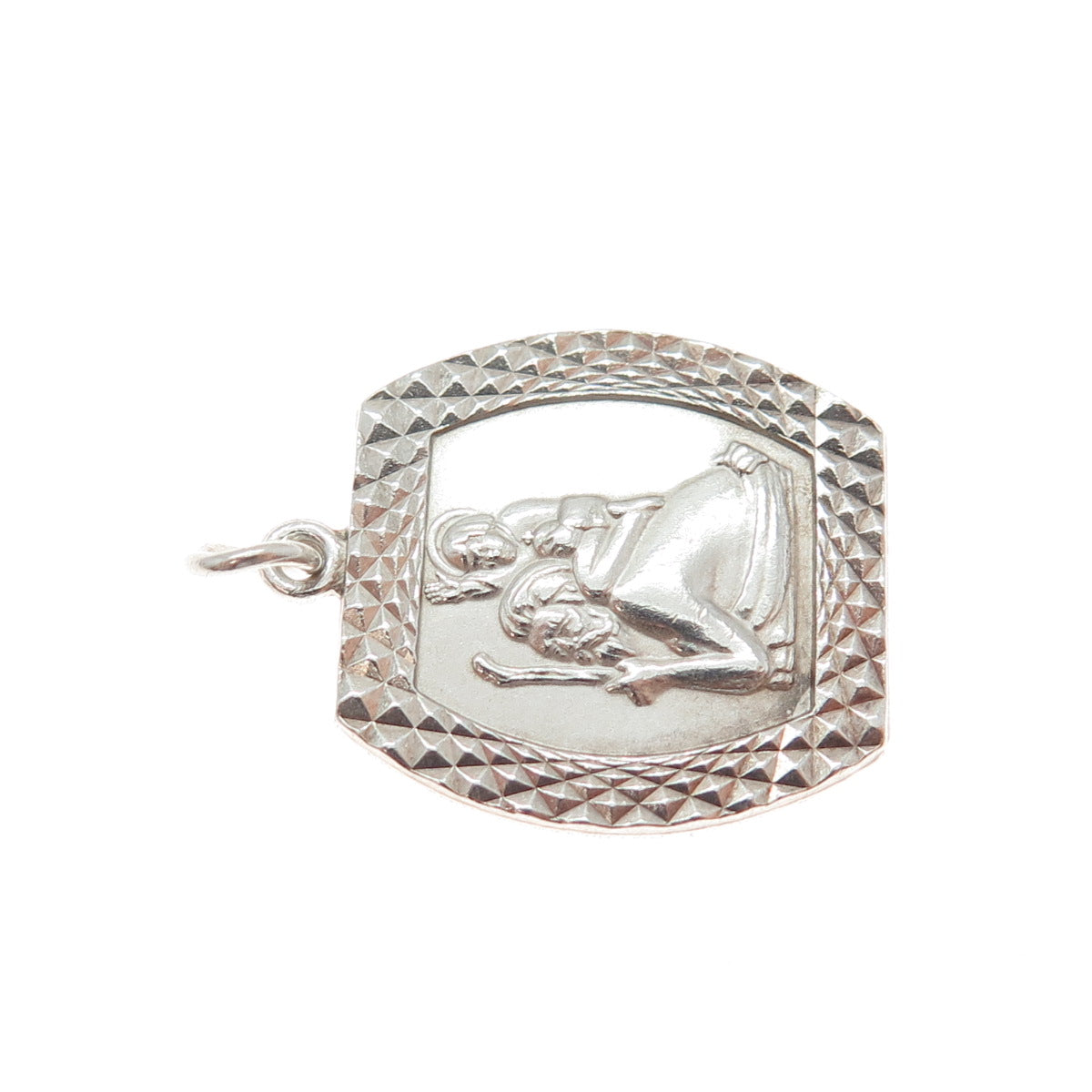 925 Sterling Silver Vintage St. Christopher Diamond-Cut Religious Charm Pendant
