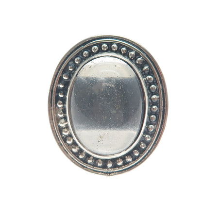 925 Sterling Silver Vintage Clear Glass Granulated Oxidized Ring Size 8.5