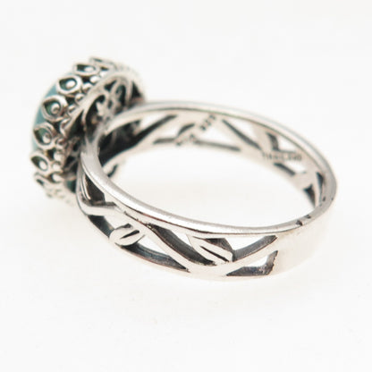 Noa Zuman 925 Sterling Silver Vintage Real Larimar Oxidized Ring Size 10