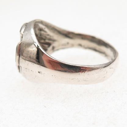 925 Sterling Silver Vintage Matese Cross Oxidized Signet Ring Size 13