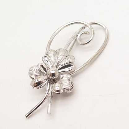 925 Sterling Silver Vintage Forstner Floral Pin Brooch