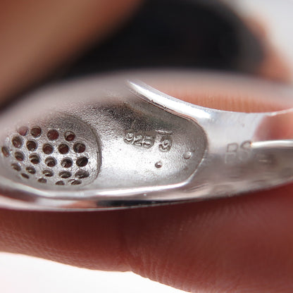 925 Sterling Silver Enamel Round-Cut C Z Modernist Dome Ring Size 8.25