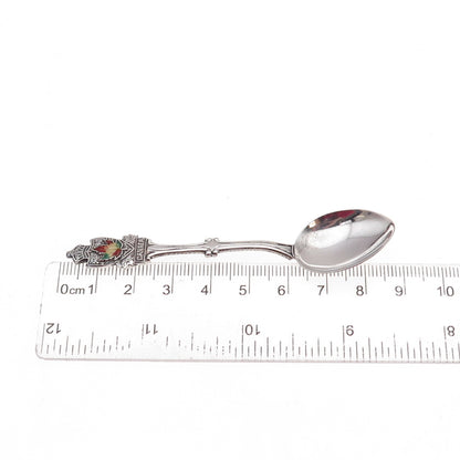 Ecco 925 Sterling Silver Antique Art Deco Enamel Canada Maple Leaf Coffee Spoon