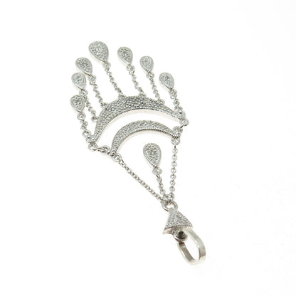 925 Sterling Silver Real Round-Cut Diamond Chandelier Dangling Pendant