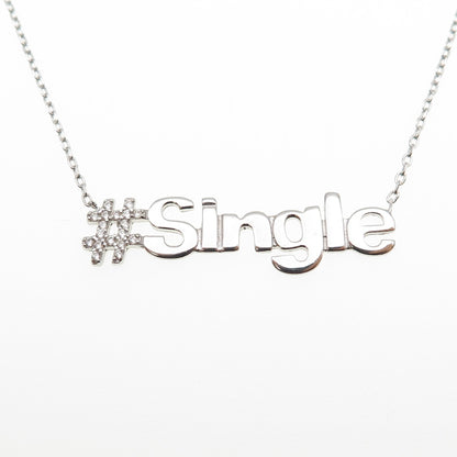 925 Sterling Silver Round-Cut C Z #Smile Cable Chain Necklace 16-18"