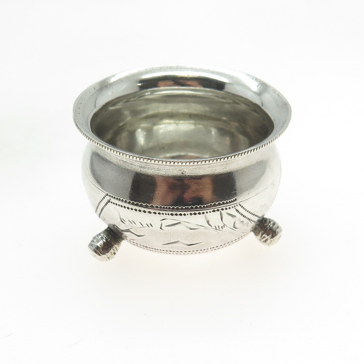 84 Silver Antique European Engraved Individual Salt Cellar