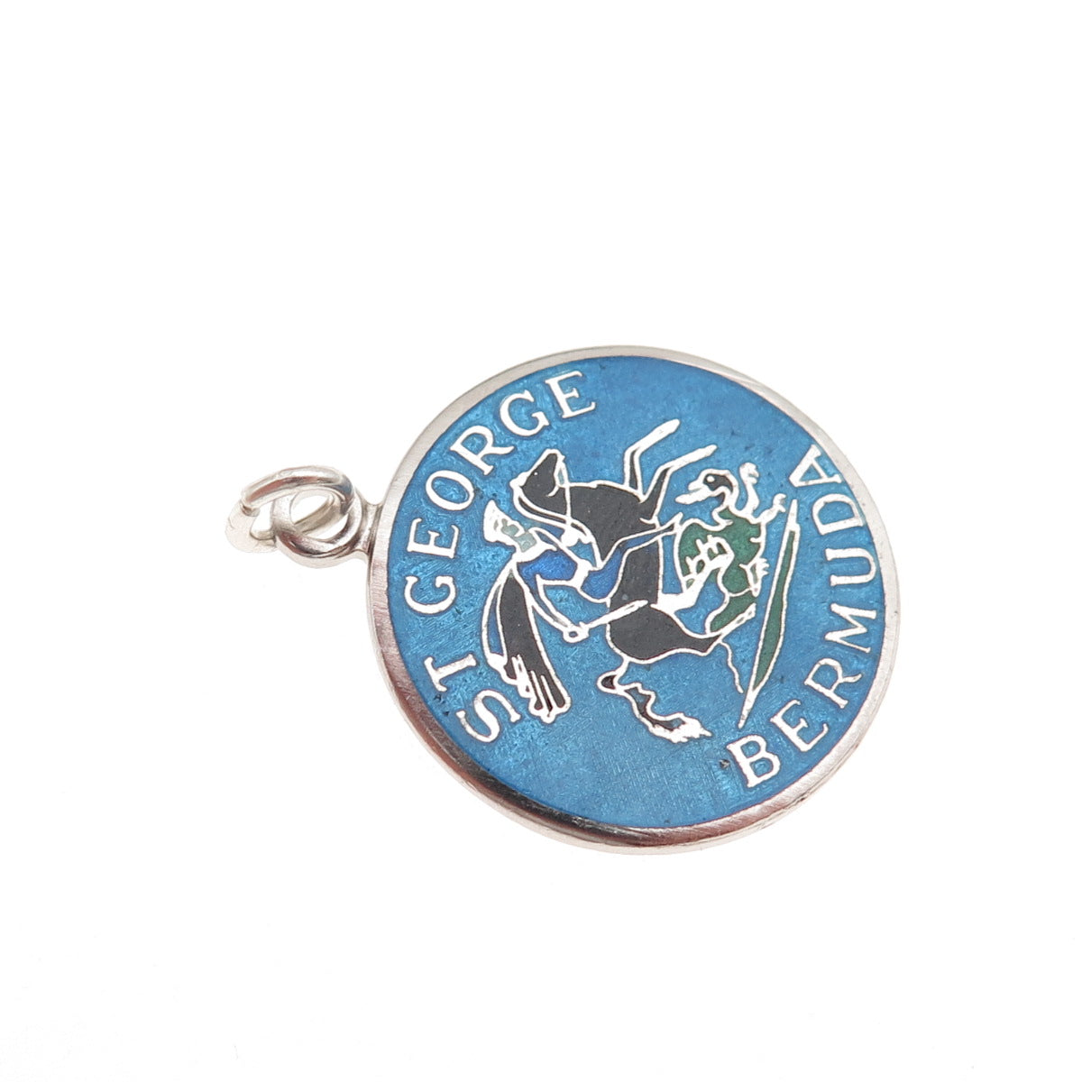 Breadner Co. 925 Sterling Silver Vintage Enamel St. George Bermuda Charm Pendant