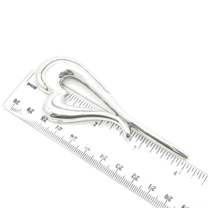 925 Sterling Silver Vintage Zina Open Modernist Heart Pin Brooch