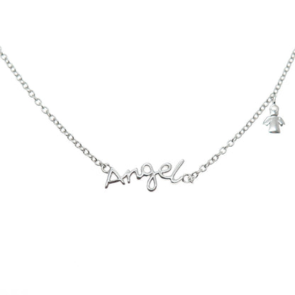 925 Sterling Silver Angel Cable Chain Necklace 16-18"