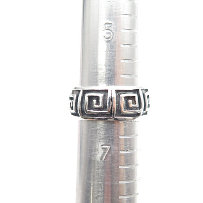 925 Sterling Silver Vintage Greek Maze Oxidized Band Ring Size 6.5