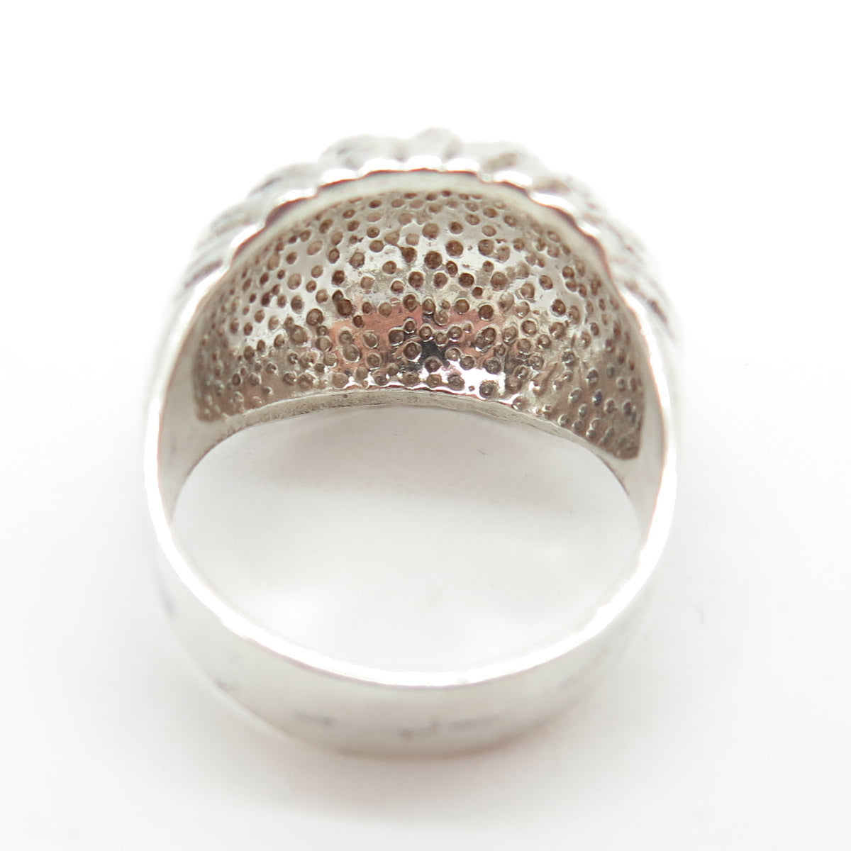 925 Sterling Silver Vintage Modernist Ribbed Dome Ring Size 8