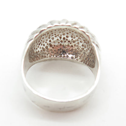 925 Sterling Silver Vintage Modernist Ribbed Dome Ring Size 8