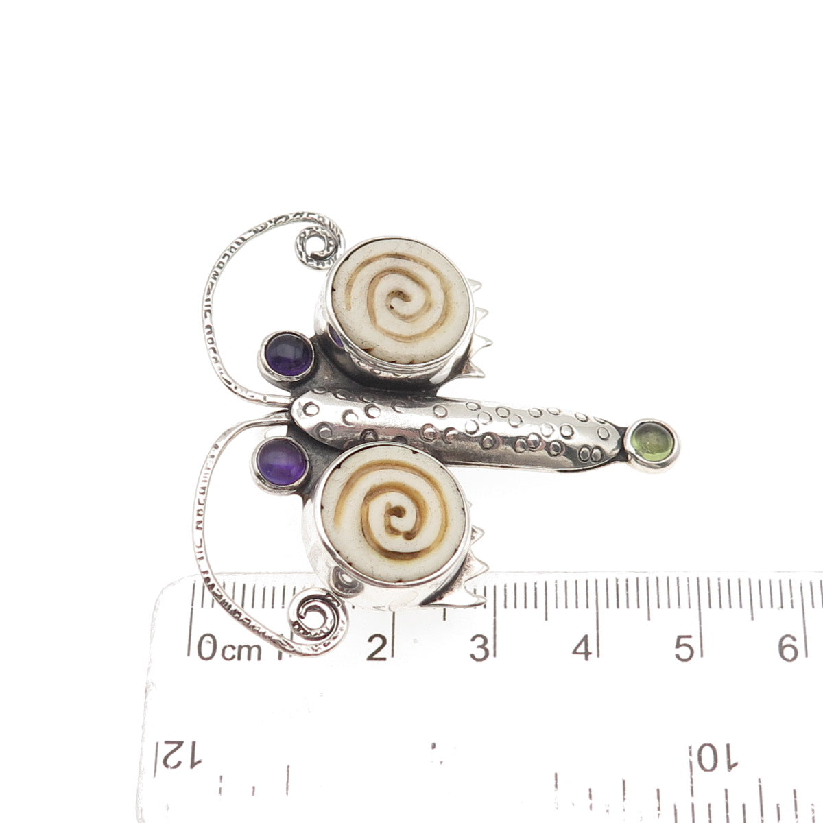 Echo of The Dreamer 925 Sterling Vintage Amethyst Peridot Dragonfly Pin Pendant