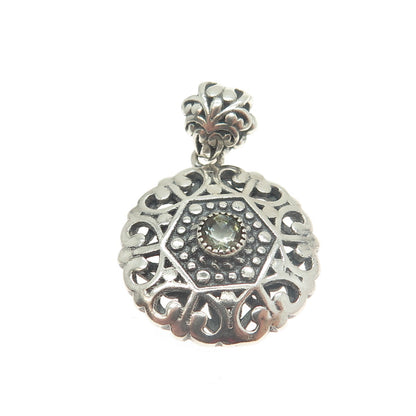 BERIA 925 Sterling Silver Round-Cut Rhinestone Ornate Pendant