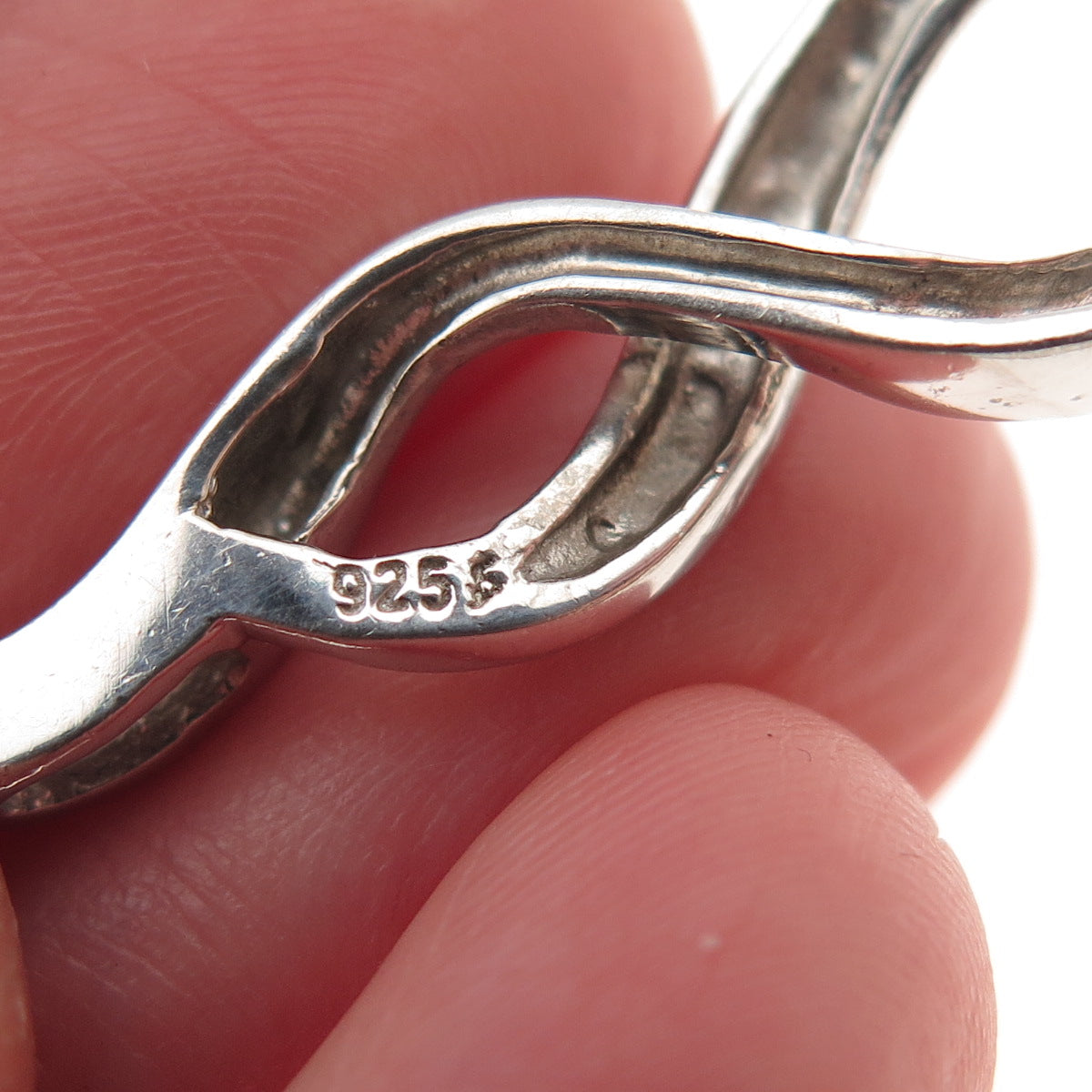 925 Sterling Silver Real Black & White Diamond Twisted Slide Charm Pendant