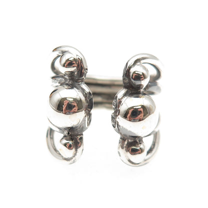 925 Sterling Silver Vintage Modernist Wing Oxidized Adjustable Ring Size 9.25