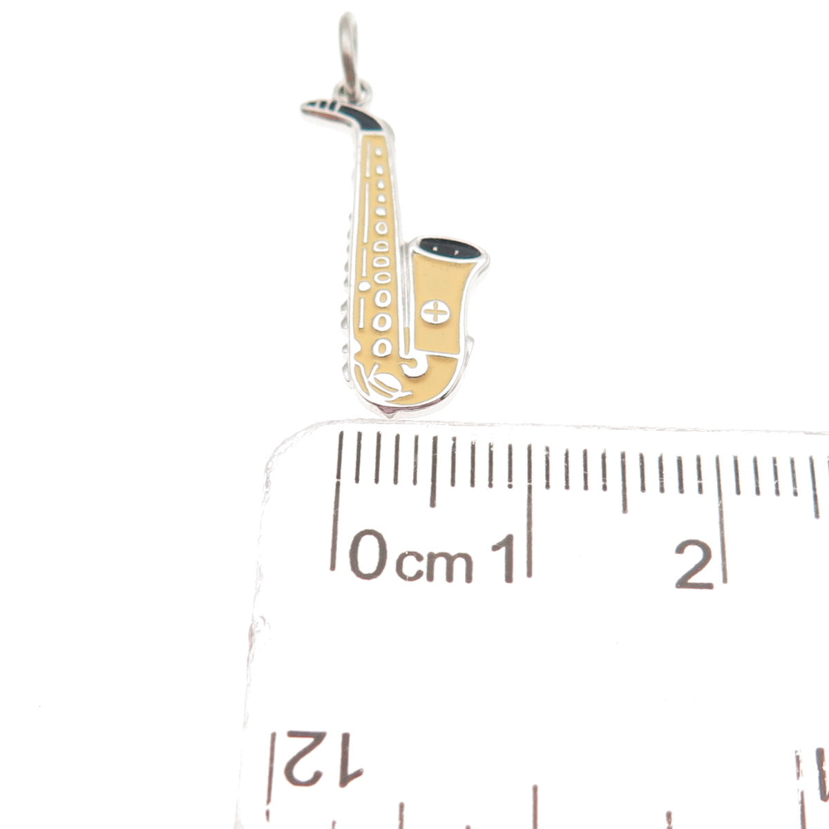 SPIES BROS 925 Sterling Silver Vintage Enamel Saxophone Mini Charm Pendant