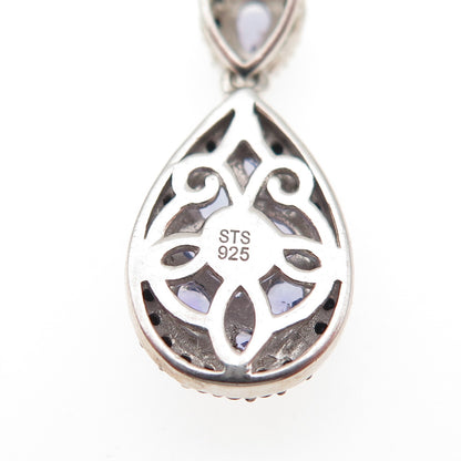 Chuck Clemency 925 Sterling Silver Real Tanzanite & Black Spinel Necklace 20"