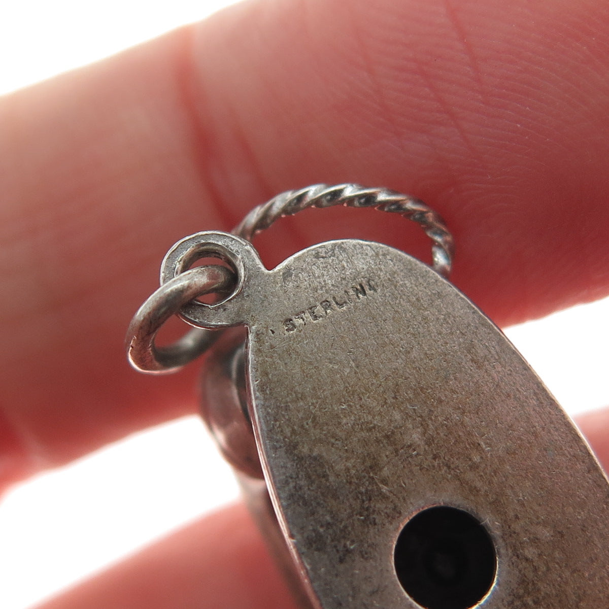 925 Sterling Antique I Love You Retro Rotary Phone Mini Oxidized Charm Pendant