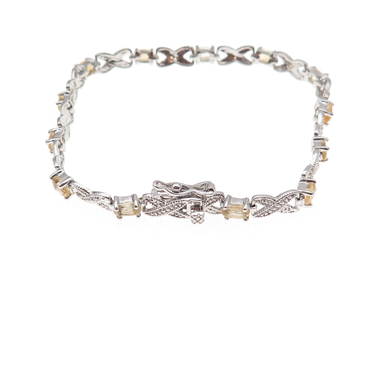 Dee Berkle Sterling Silver Real Diamond Accent & Citrine Infinity Bracelet 7.25"