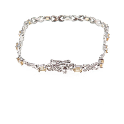 Dee Berkle Sterling Silver Real Diamond Accent & Citrine Infinity Bracelet 7.25"