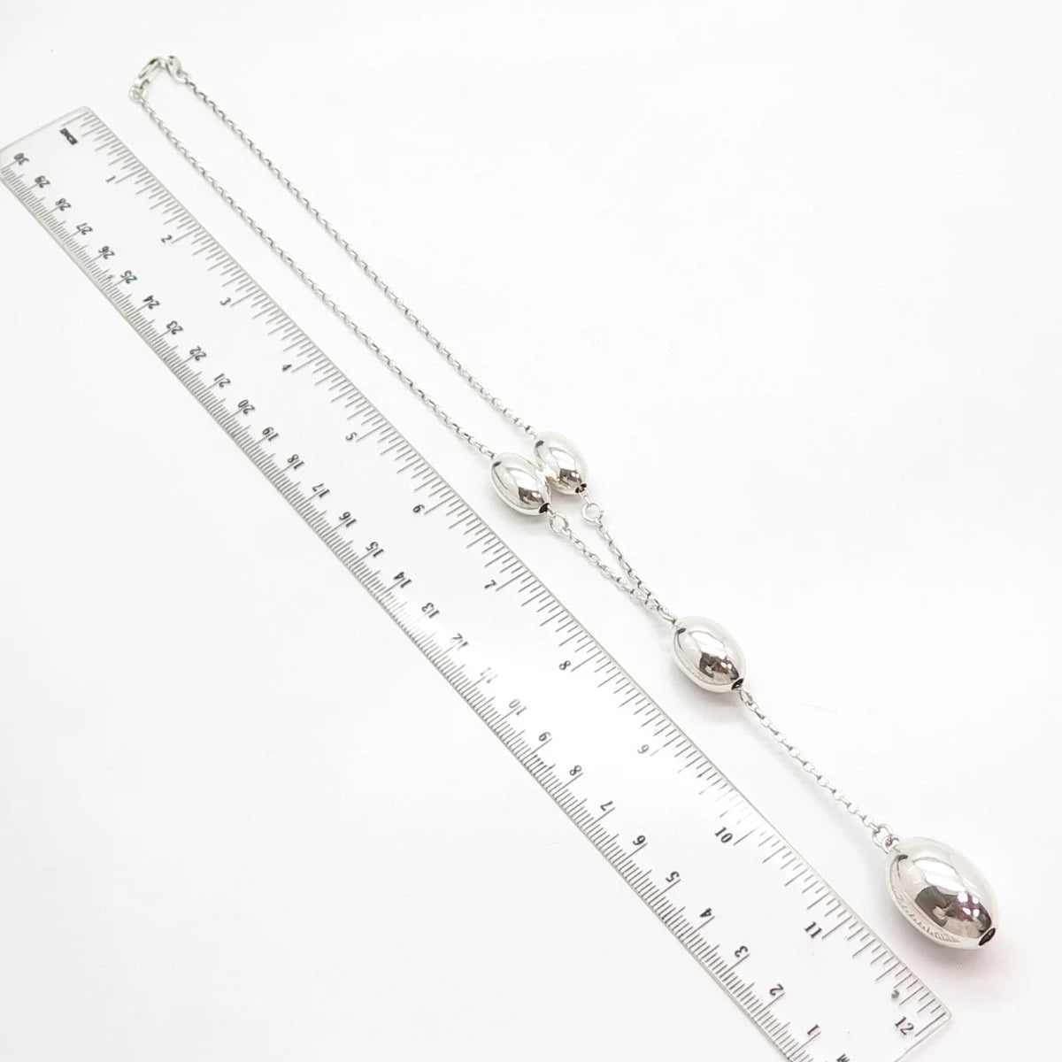 925 Sterling Silver Vintage Italy Ball Station Rolo Chain Necklace 17"