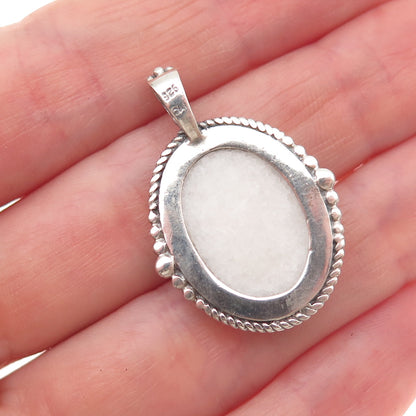 Charles Winston Sterling Silver Vintage Real MOP Mosaic Oxidized Charm Pendant