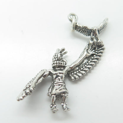 925 Sterling Silver Vintage Indian Chief Eagle Tribal Charm Pendant