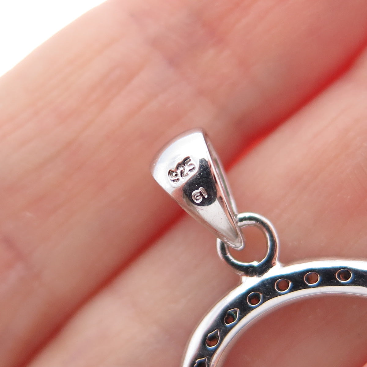 925 Sterling Silver Round-Cut C Z Open Heart Charm Pendant