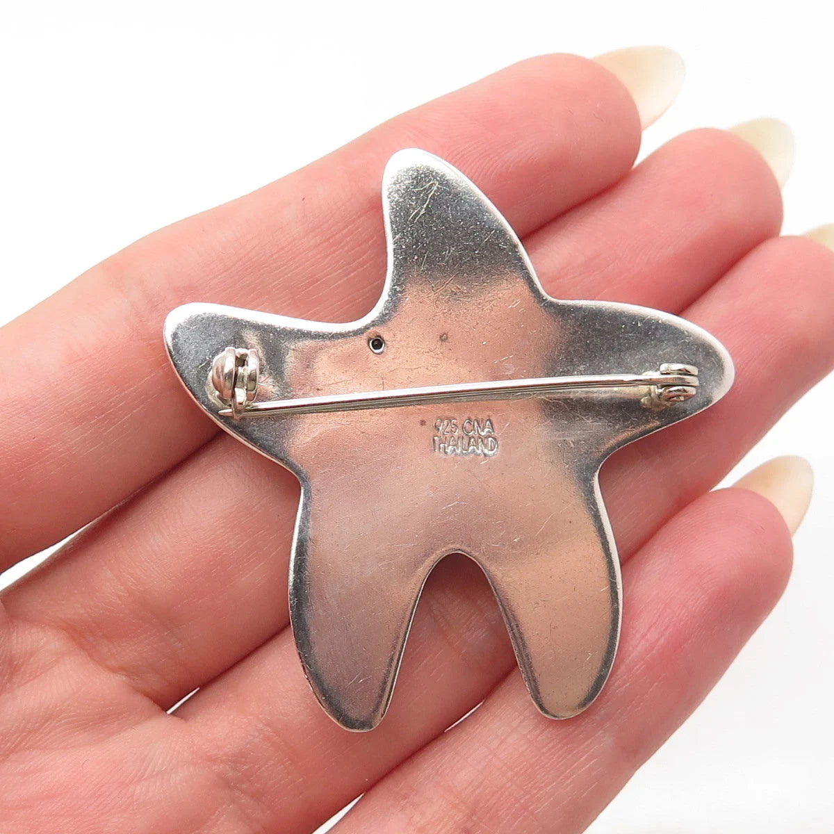 925 Sterling Silver Vintage Ribbed Starfish Pin Brooch