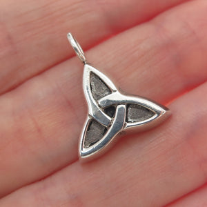 925 Sterling Silver Vintage Celtic Trinity Knot Oxidized Minimalist Pendant