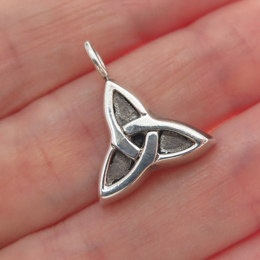 925 Sterling Silver Vintage Celtic Trinity Knot Oxidized Minimalist Pendant
