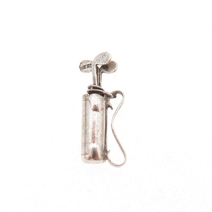 925 Sterling Silver Antique Art Deco Mexico Gold Club Oxidized 3D Charm Pendant