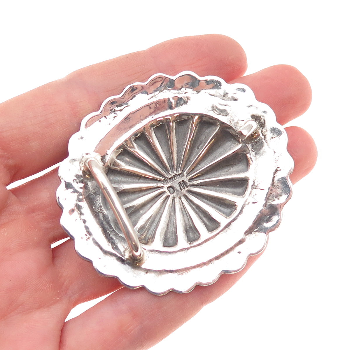 Daniel Martinez Navajo Old Pawn 925 Sterling Silver Vintage Concho Belt Buckle