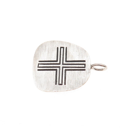 925 Sterling Silver Vintage Mexico Cross Oxidized Charm Pendant