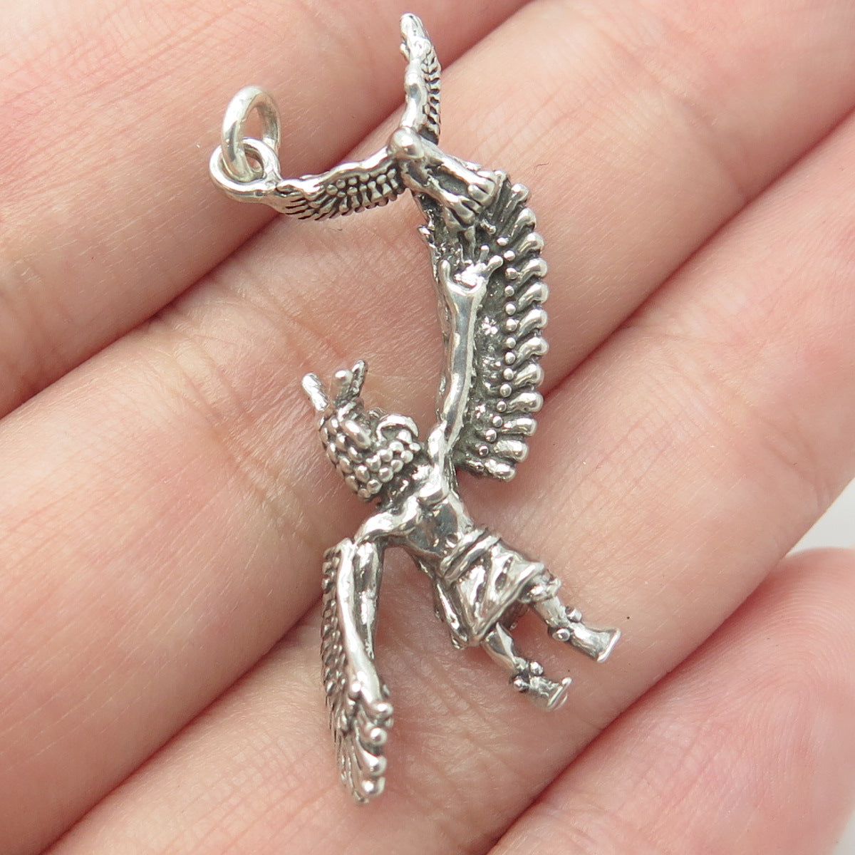 925 Sterling Silver Vintage Indian Chief Eagle Tribal Charm Pendant