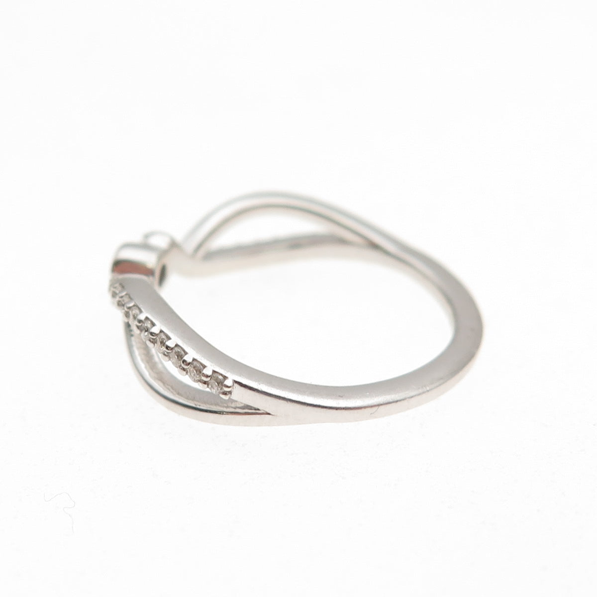 925 Sterling Silver Real Round-Cut Diamond Promise Ring Size 5