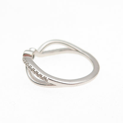 925 Sterling Silver Real Round-Cut Diamond Promise Ring Size 5
