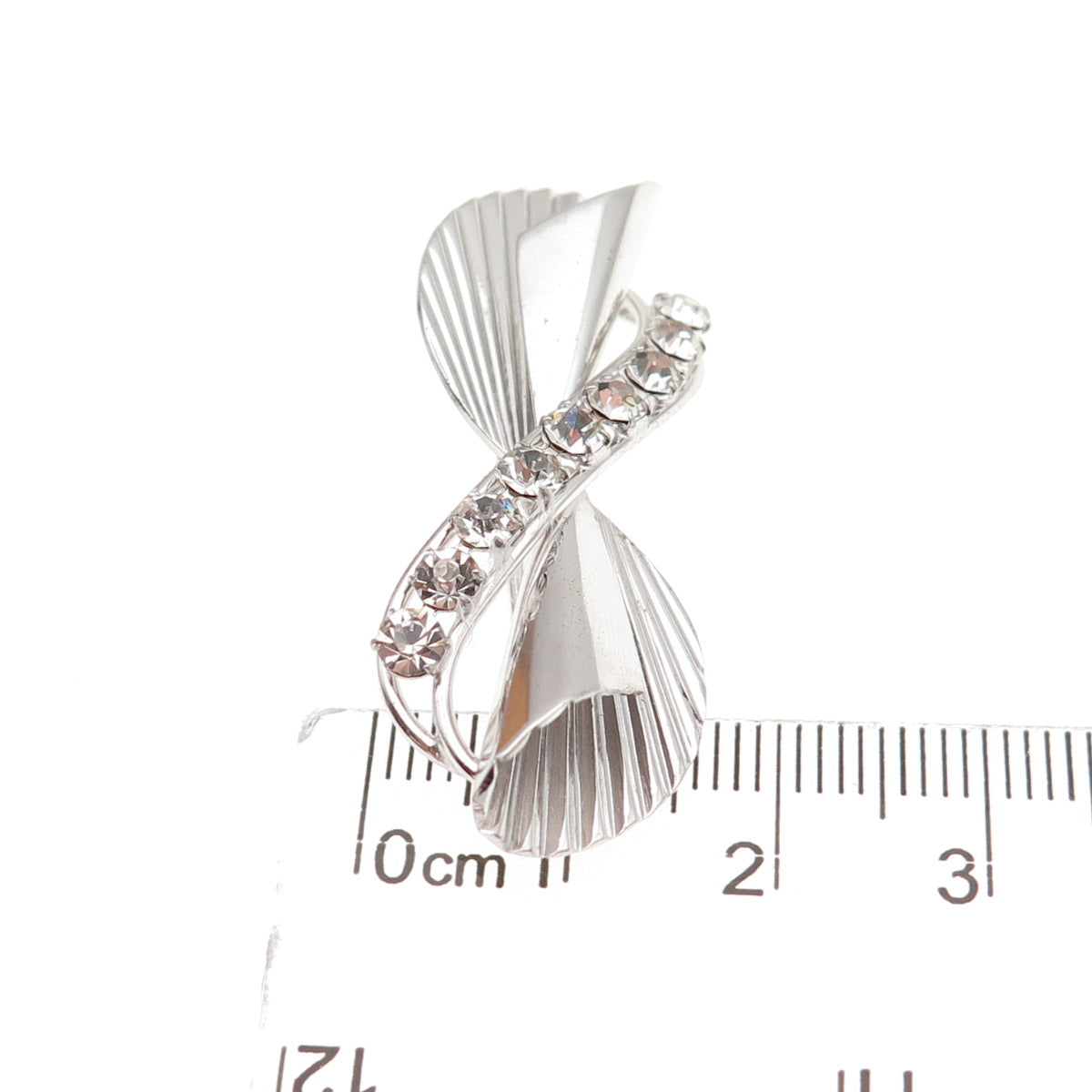 Carl Art 925 Sterling Silver Antique Art Deco Rhinestone Floral Pin Brooch