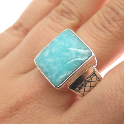 PHLD PlayHardLookDope 925 Sterling Silver Real Amazonite Ring Size 10.5