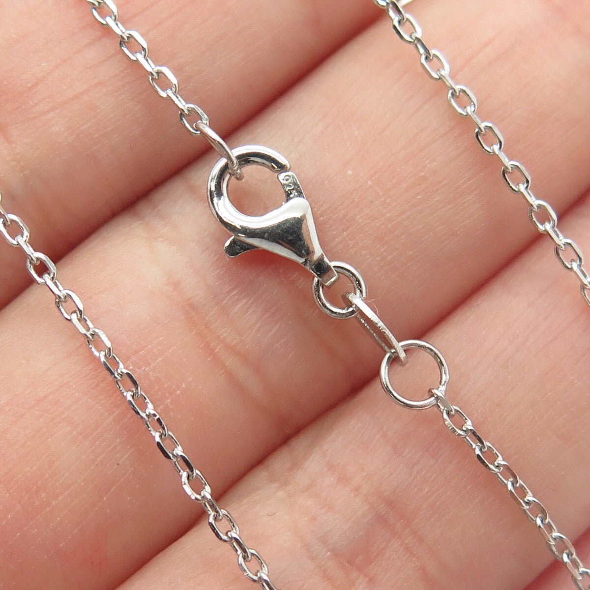 925 Sterling Silver Multi-Cut Blue & White C Z Crescent Chain Necklace 16-18"