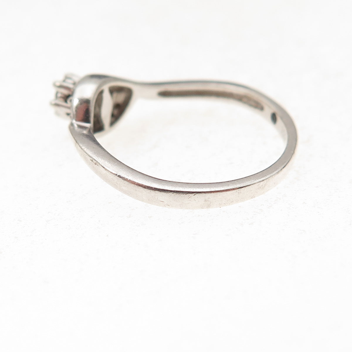 925 Sterling Silver Real Round-Cut Diamond & Sapphire Ring Size 6.25