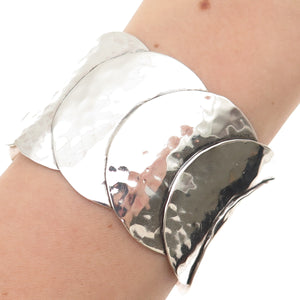 Alfred Karram Sterling Silver Vintage Modernist Hammered Adjustable Bracelet 7"
