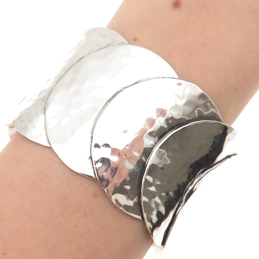 Alfred Karram Sterling Silver Vintage Modernist Hammered Adjustable Bracelet 7"
