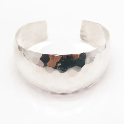925 Sterling Silver Vintage Hammered Finish Adjustable Cuff Bracelet 7"