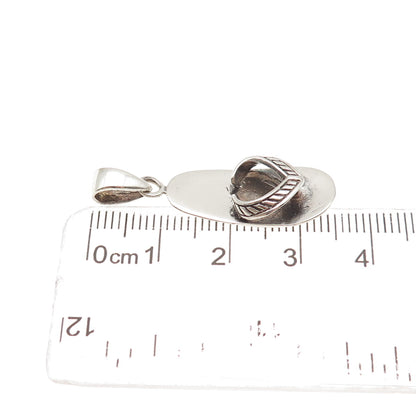 925 Sterling Silver Vintage Flip Flop Oxidized 3D Charm Pendant