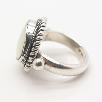 925 Sterling Silver Vintage Suarti Bali Real Mother-of-Pearl Ring Size 5.5